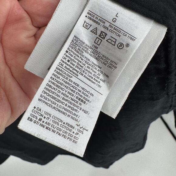 Gap Black Crinkle Gauze Button-Front Tunic Shirt NWT Size L Minimalist - Picture 7 of 9